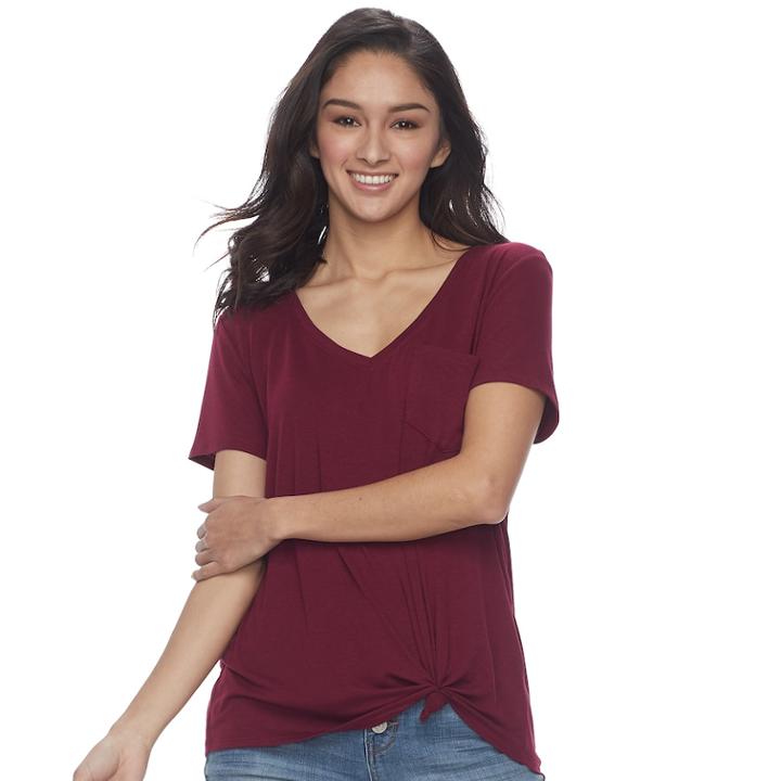 Juniors' So&reg; Relaxed Pocket Tee, Teens, Size: Xs, Dark Pink