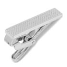Diamond Textured Short Tie Clip, Men's, Silver