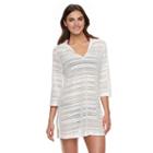 Women's Apt. 9&reg; Hooded Crochet-stripe Cover-up, Size: Xxl, Natural
