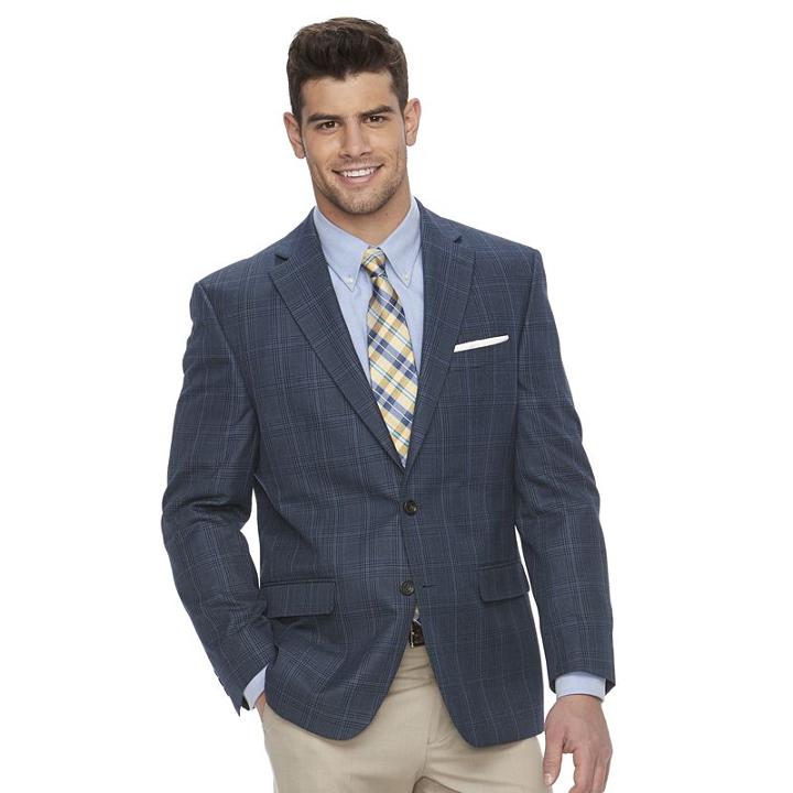 Men's Chaps Patterned Classic-fit Sport Coat, Size: 40 - Regular, Blue