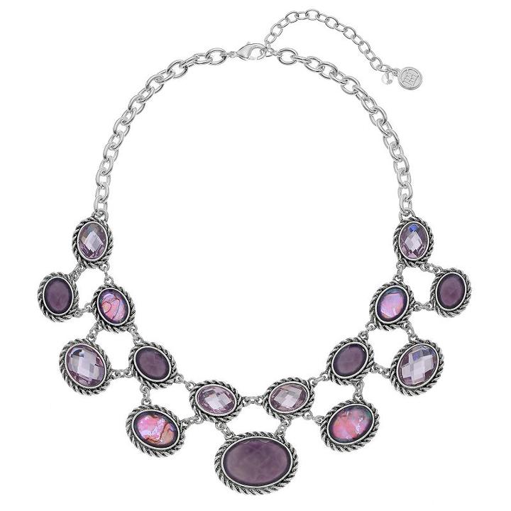 Dana Buchman Faceted Oval Stone Statement Necklace, Women's, Purple Oth