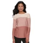 Women's Croft & Barrow&reg; Colorblock Crewneck Sweater, Size: Small, Pale Rose