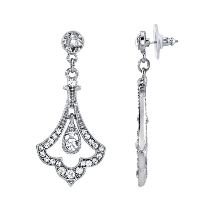 Downton Abbey Simulated Crystal Chandelier Drop Earrings, Women's, White
