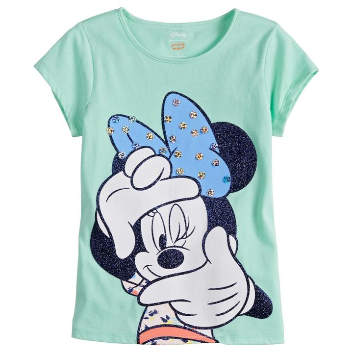 Disney's Minnie Mouse Girls 4-7 Glitter Dot Tee By Jumping Beans&reg;, Size: 4, Lt Green