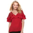 Juniors' Candie's&reg; Ruffled Lace Top, Teens, Size: Xl, Med Red