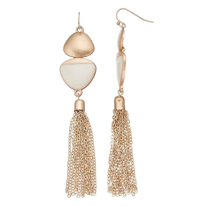 Tassel Nickel Free Drop Earrings, Women's, Lt Beige