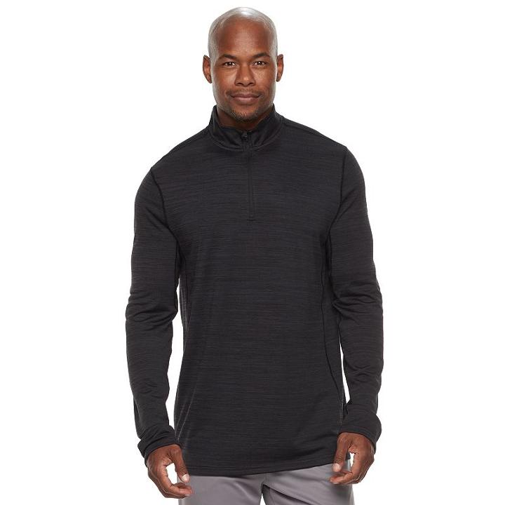 Big & Tall Tek Gear&reg; Athletic-fit Space-dyed Dry Tek Quarter-zip Performance Hoodie, Men's, Size: Xl Tall, Black