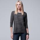 Women's Simply Vera Vera Wang Windy Jacquard Crewneck Tee, Size: Xl, Dark Grey