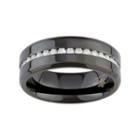 Men's Black Ion Stainless Steel Cubic Zirconia Ring, Size: 10, White
