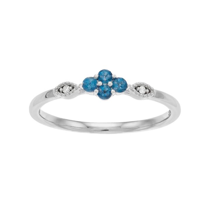 Lc Lauren Conrad 10k White Gold London Blue Topaz & Diamond Accent Flower Ring, Women's, Size: 8