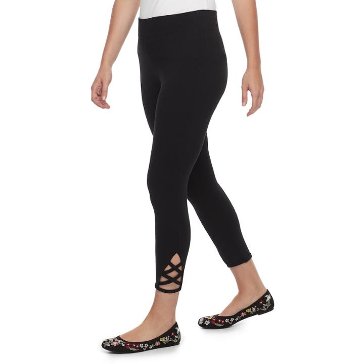 Petite Sonoma Goods For Life&trade; Crisscross Capri Leggings, Women's, Size: M Petite, Black