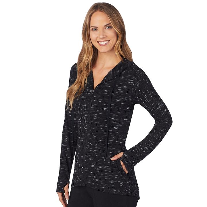 Women's Cuddl Duds Comfortwear Full-zip Hoodie, Size: Small, Grey (charcoal)