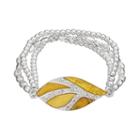 Yellow Composite Shell Leaf Beaded Stretch Bracelet, Women's