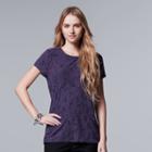 Women's Simply Vera Vera Wang Abstract Jacquard Tee, Size: Xl, Drk Purple