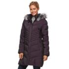 Women's Zeroxposur Black Label Faux-fur Hooded Quilted Puffer Jacket, Size: Large, Dark Red