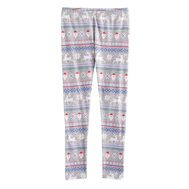 Girls 7-16 & Plus Size So&reg; Fairisle Pattern Leggings, Size: 10, Med Grey