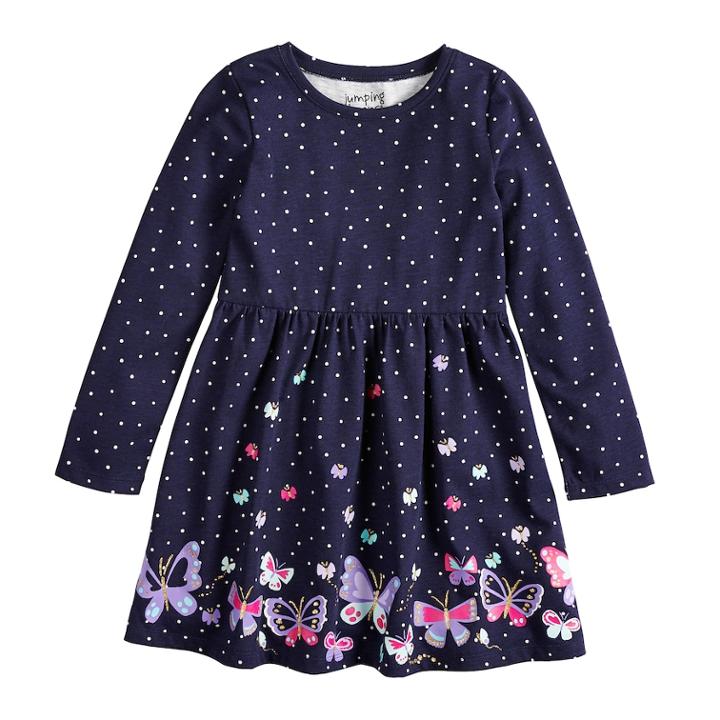 Girls 4-10 Jumping Beans&reg; Shirred Skater Dress, Size: 5, Blue