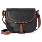Ili Whipstitch Leather Saddle Bag, Women's, Black