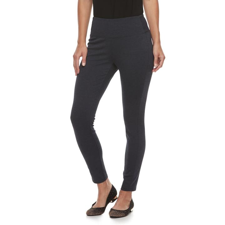 Petite Apt. 9® Tummy-control High-waisted Ponte Leggings, Women's, Size: L Petite, Black