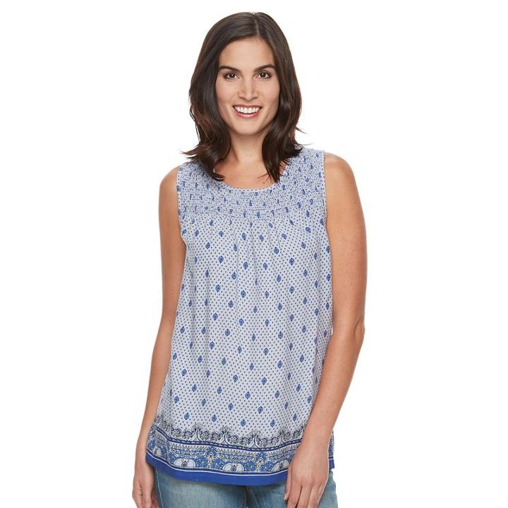 Women's Croft & Barrow&reg; Smocked Tank, Size: Xl, Purple Oth