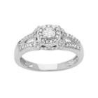 14k White Gold 1/2 Carat T.w. Diamond Tiered Halo Engagement Ring, Women's, Size: 5