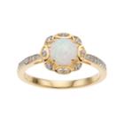 14k Gold Over Silver Lab-created White Opal & Lab-created White Sapphire Ring, Women's, Size: 8