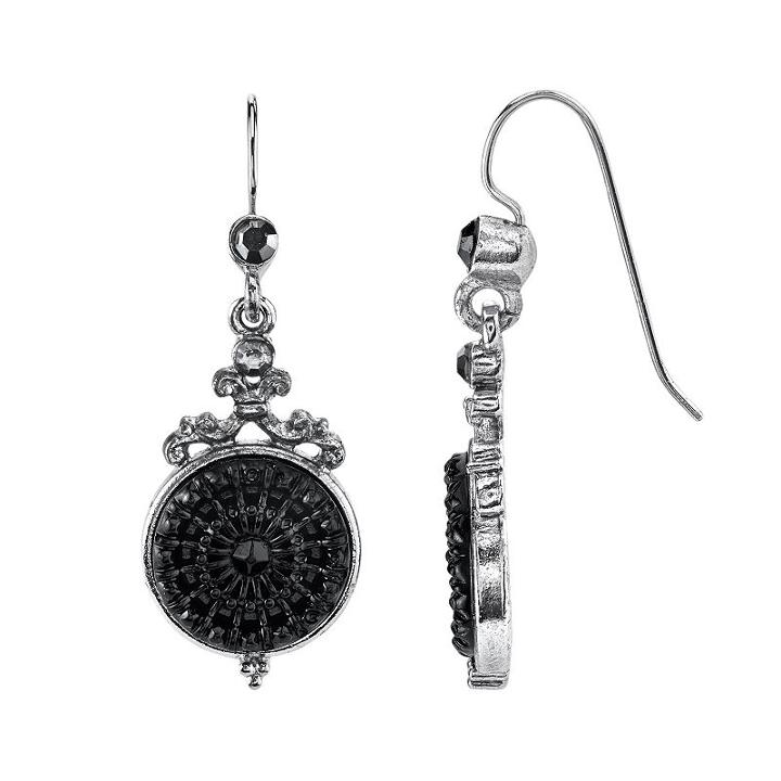 Downton Abbey Filigree Medallion Drop Earrings, Women's, Black