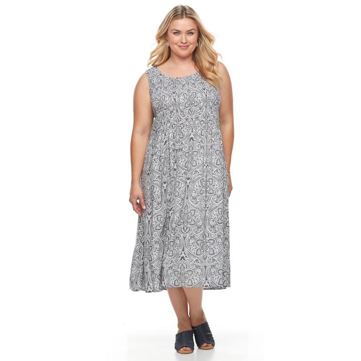 Plus Size Croft & Barrow&reg; Smocked Challis Dress, Women's, Size: 3xl, Light Grey