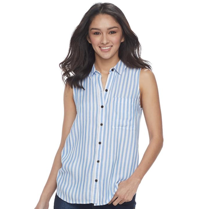 Juniors' So&reg; Sleeveless Shirt, Teens, Size: Xxs, Med Blue