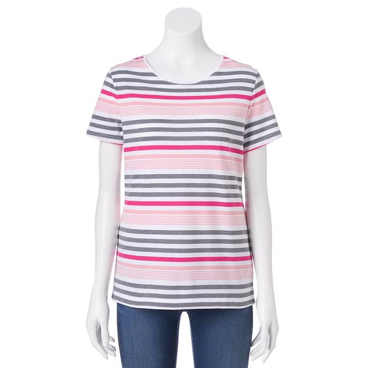 Women's Croft & Barrow&reg; Essential Crewneck Tee, Size: Xs, Brt Pink