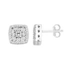 Sterling Silver 1/4 Carat T.w. Diamond Square Drop Earrings, Women's, White