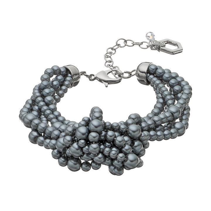 Simply Vera Vera Wang Gray Simulated Pearl Knotted Multi Strand Bracelet, Women's, Grey Other