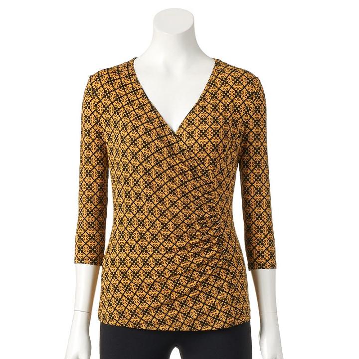 Petite Dana Buchman Faux-wrap Top, Women's, Size: S Petite, Gold