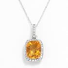 10k White Gold .16-ct. T.w. Diamond And Citrine Cushion Pendant, Women's, Orange