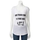 Juniors' Those Who Hustle Cap Sleeve Graphic Tee, Girl's, Size: Medium, White
