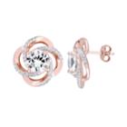 Stella Grace Rose Gold Tone Sterling Silver White Topaz Leverback Earrings, Women's