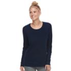 Women's Tek Gear&reg; Terry Ribbed Long Sleeve Top, Size: Xl, Dark Blue
