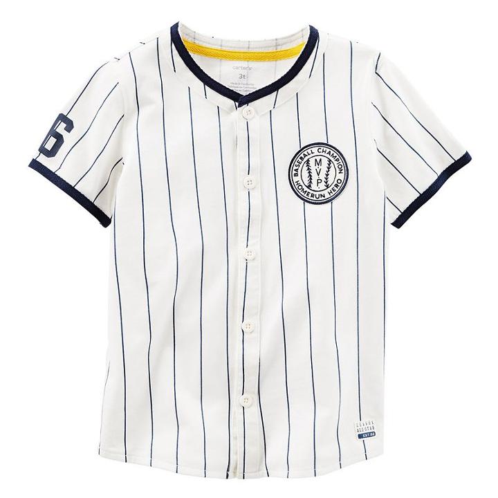 Boys 4-8 Carter's Pinstripe Button-down Baseball Jersey Tee, Boy's, Size: 7, Ovrfl Oth