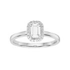 Forever Brilliant 14k White Gold 5/8 Carat T.w. Lab-created Moissanite Rectangle Halo Engagement Ring, Women's