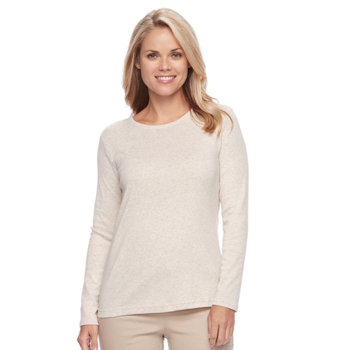 Petite Croft & Barrow&reg; Crewneck Tee, Women's, Size: S Petite, Lt Beige