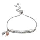 Brilliance Two Tone Loved And Blessed Bolo Bracelet With Swarovski Crystals, Women's, White