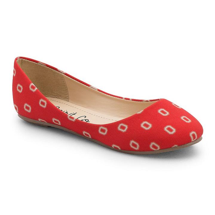 Women's Spirit Co. Ohio State Buckeyes Logo Ballet Flats, Size: 10, Red