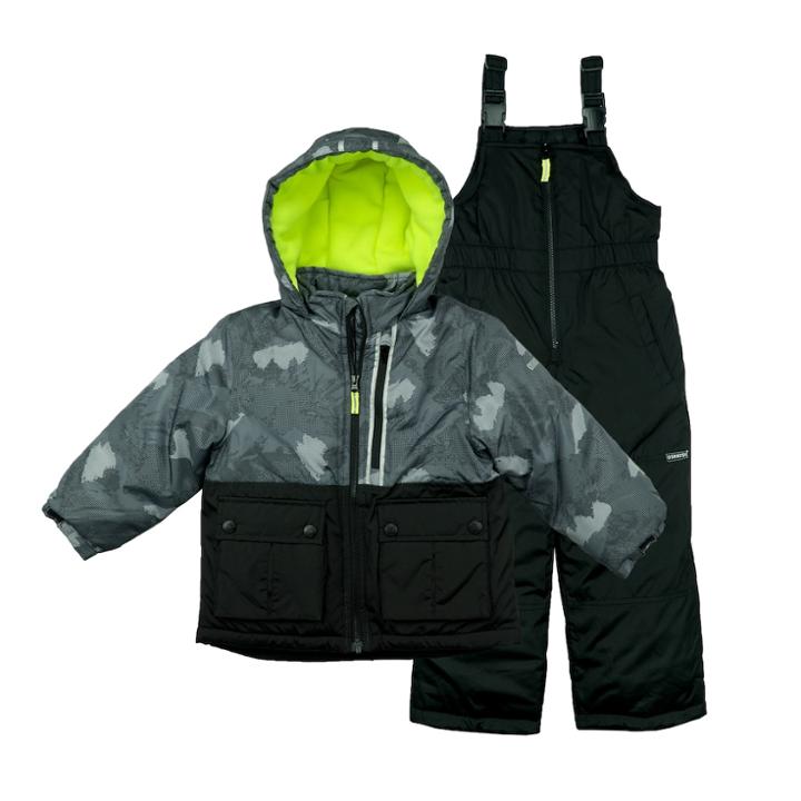 Boys 4-7 Carter's Digital Camouflage Colorblock Heavyweight Jacket & Bib Snowpants Snowsuit Set, Size: 7, Black