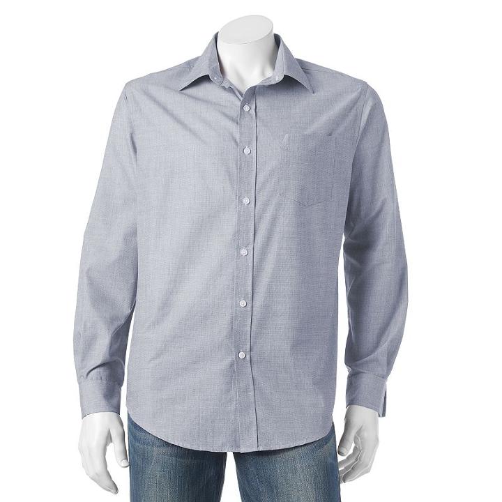 Men's Croft & Barrow&reg; Classic-fit Solid Easy-care Button-down Shirt, Size: Large, Dark Blue