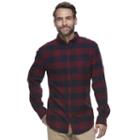Men's Croft & Barrow&reg; True Comfort Plaid Classic-fit Flannel Button-down Shirt, Size: Small, Dark Red