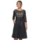 Women's Jessica Howard Pleated Lace Fit & Flare Dress, Size: 8, Light Grey