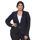 Plus Size Apt. 9&reg; Torie Satin Collar Blazer, Women's, Size: 22 W, Blue (navy)
