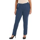 Plus Size Dana Buchman Millennium Slim Straight-leg Pants, Women's, Size: 24w Short, Dark Blue