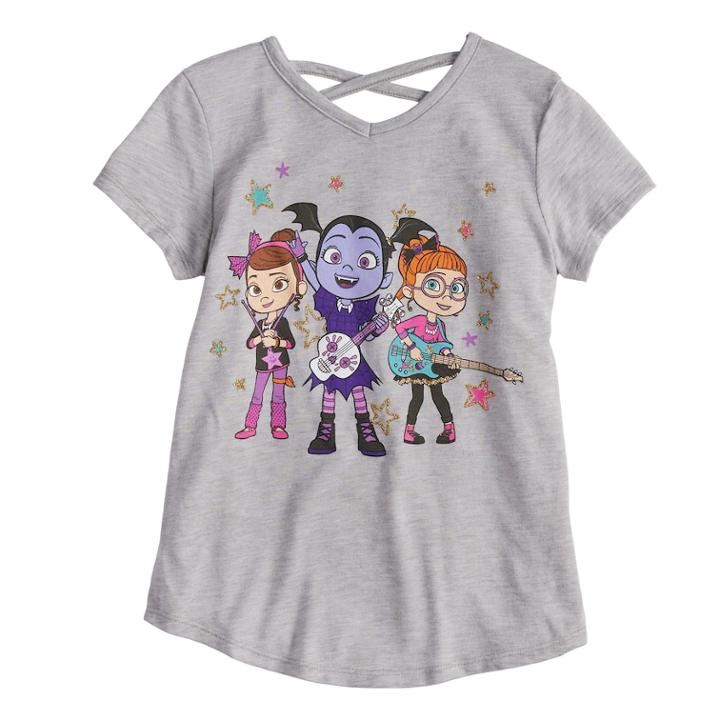 Girls 4-10 Jumping Beans&reg; Vampirina, Poppy & Bridget Crossback Glitter Graphic Tee, Size: 10, Med Grey