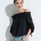 K/lab Smocked Off-the-shoulder Top, Girl's, Size: Medium, Black